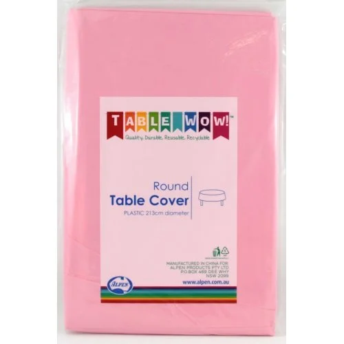 Light Pink Round Plastic Tablecover 213cm