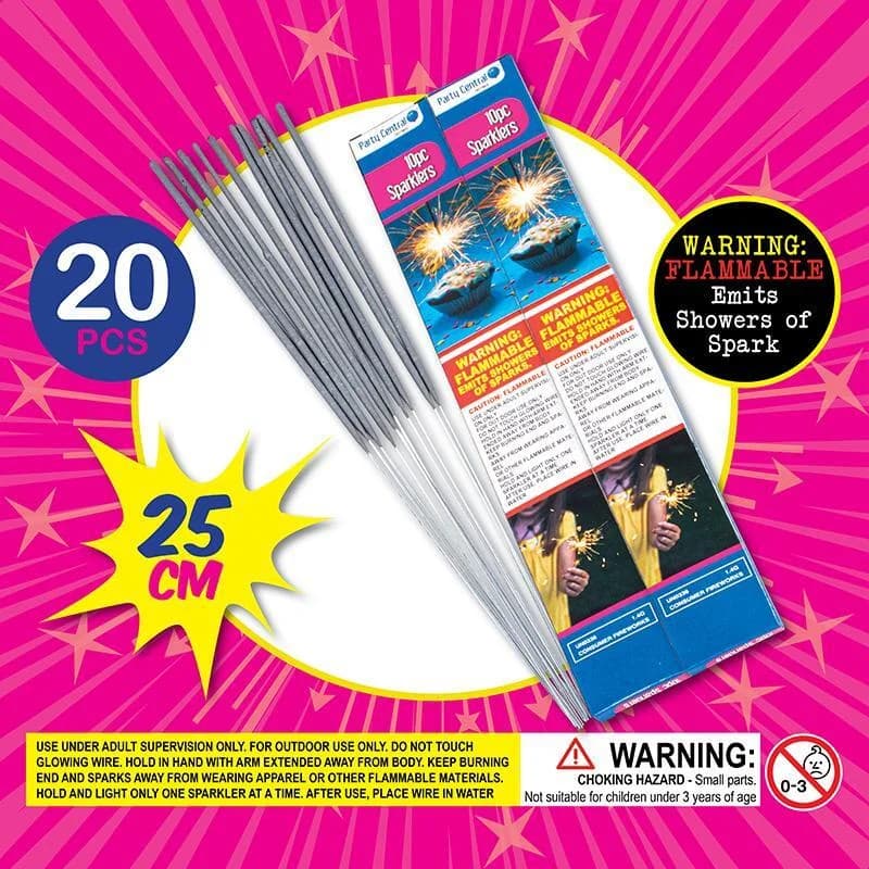 Silver Celebration Sparklers (25 cm) – Pk 20