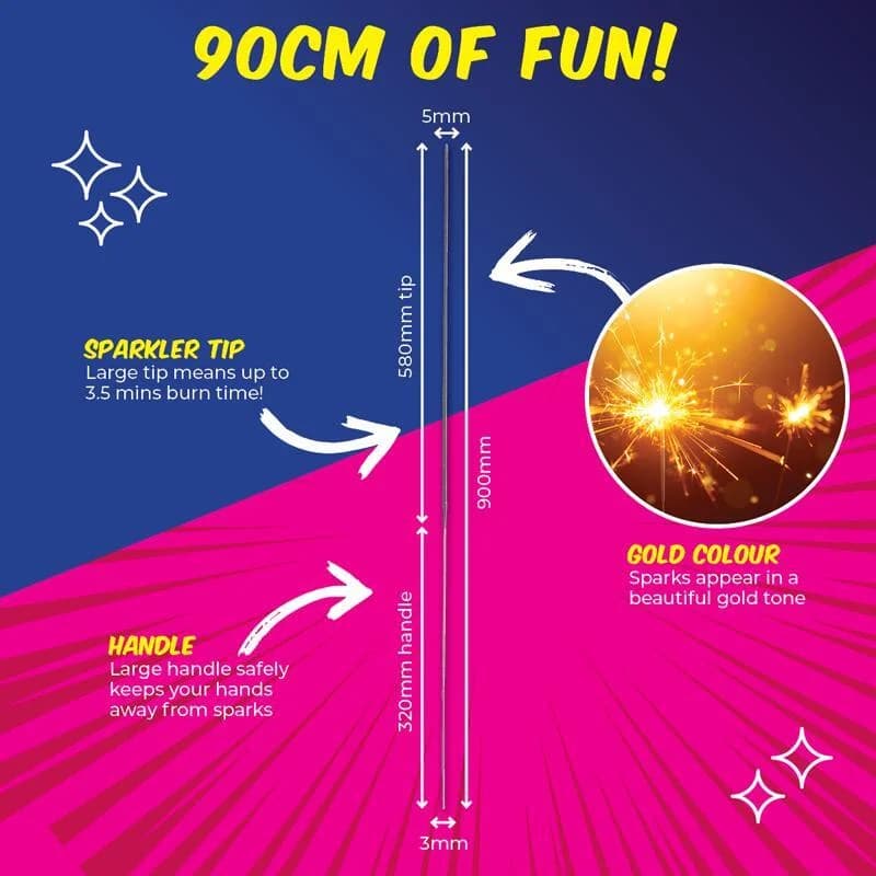 Giant 90cm Sparklers - Pk 4