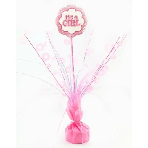 "It's A Girl" Pink Balloon Weight Centrepiece