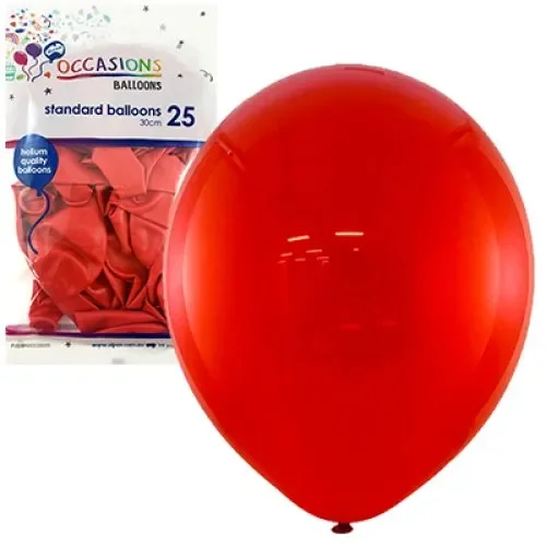 Standard Red Latex Balloons (30 cm) – Pk 25