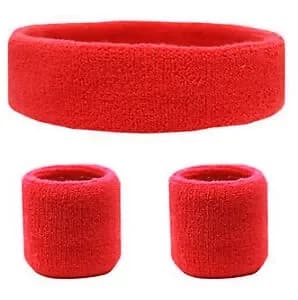 Red Headband & Sweatband Set