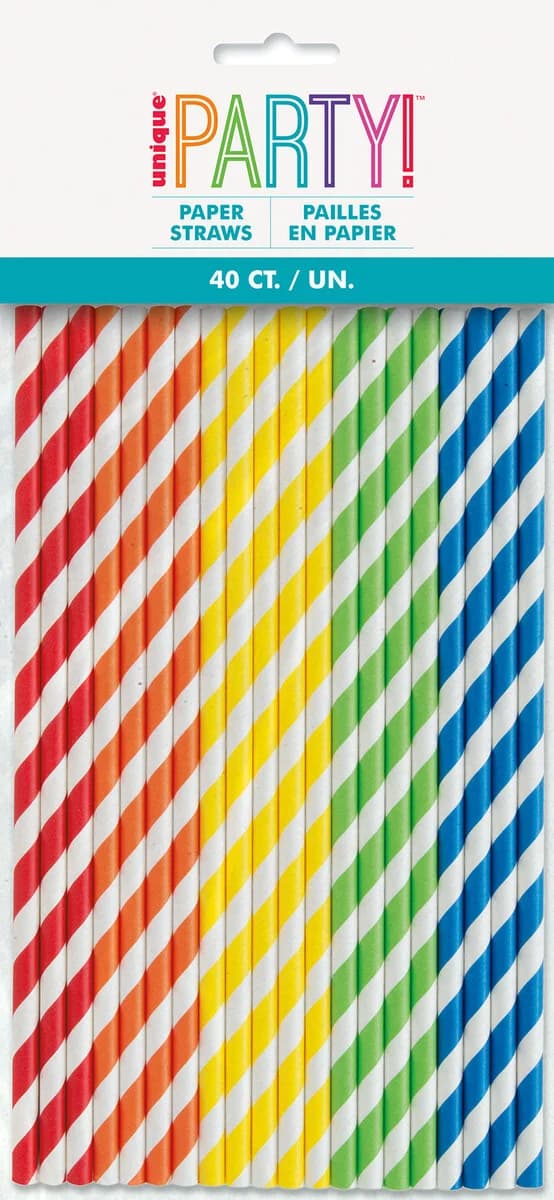 Assorted Colour Paper Straws Pk40