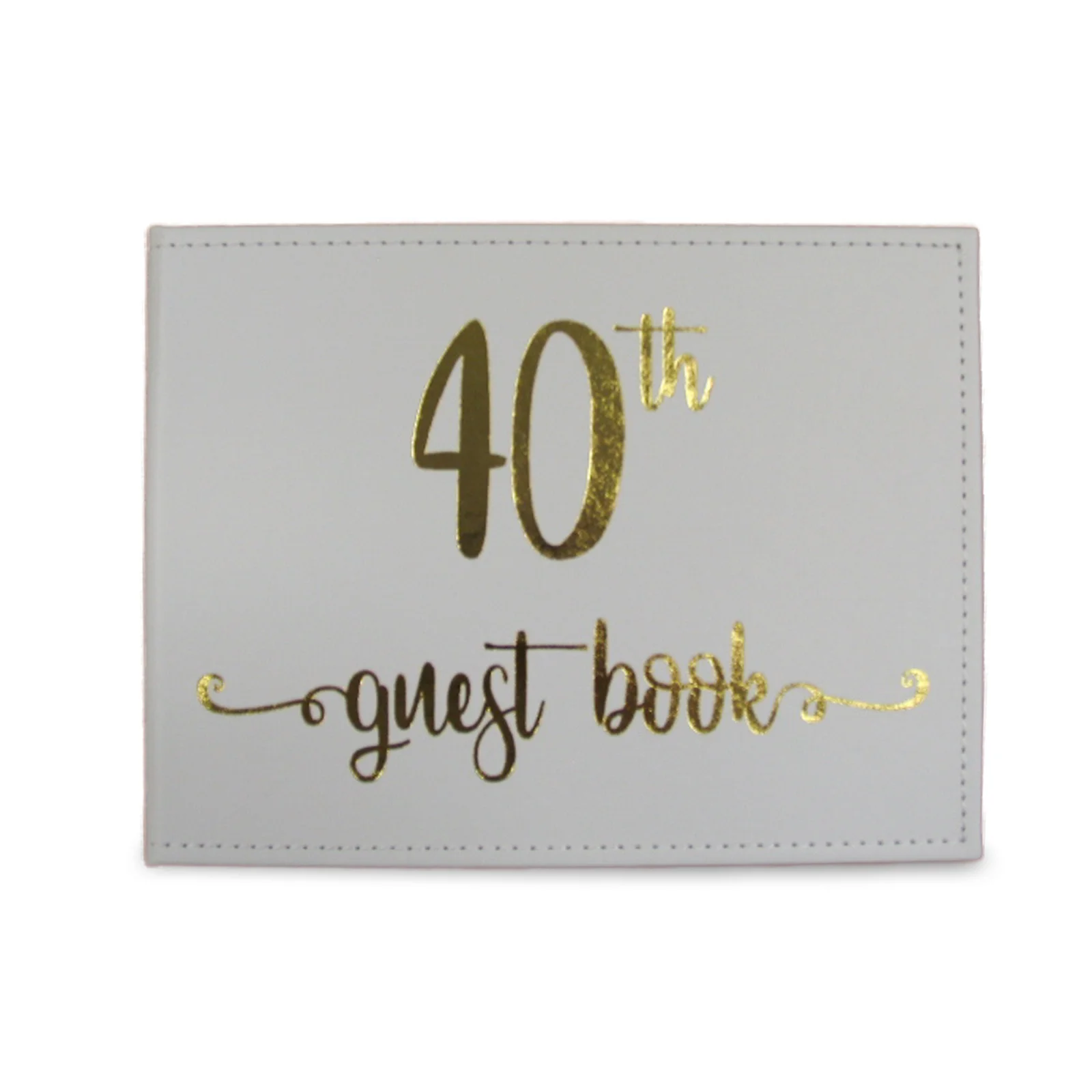 40th Birthday Guest Book With Gold Text - 23Cm X 18Cm