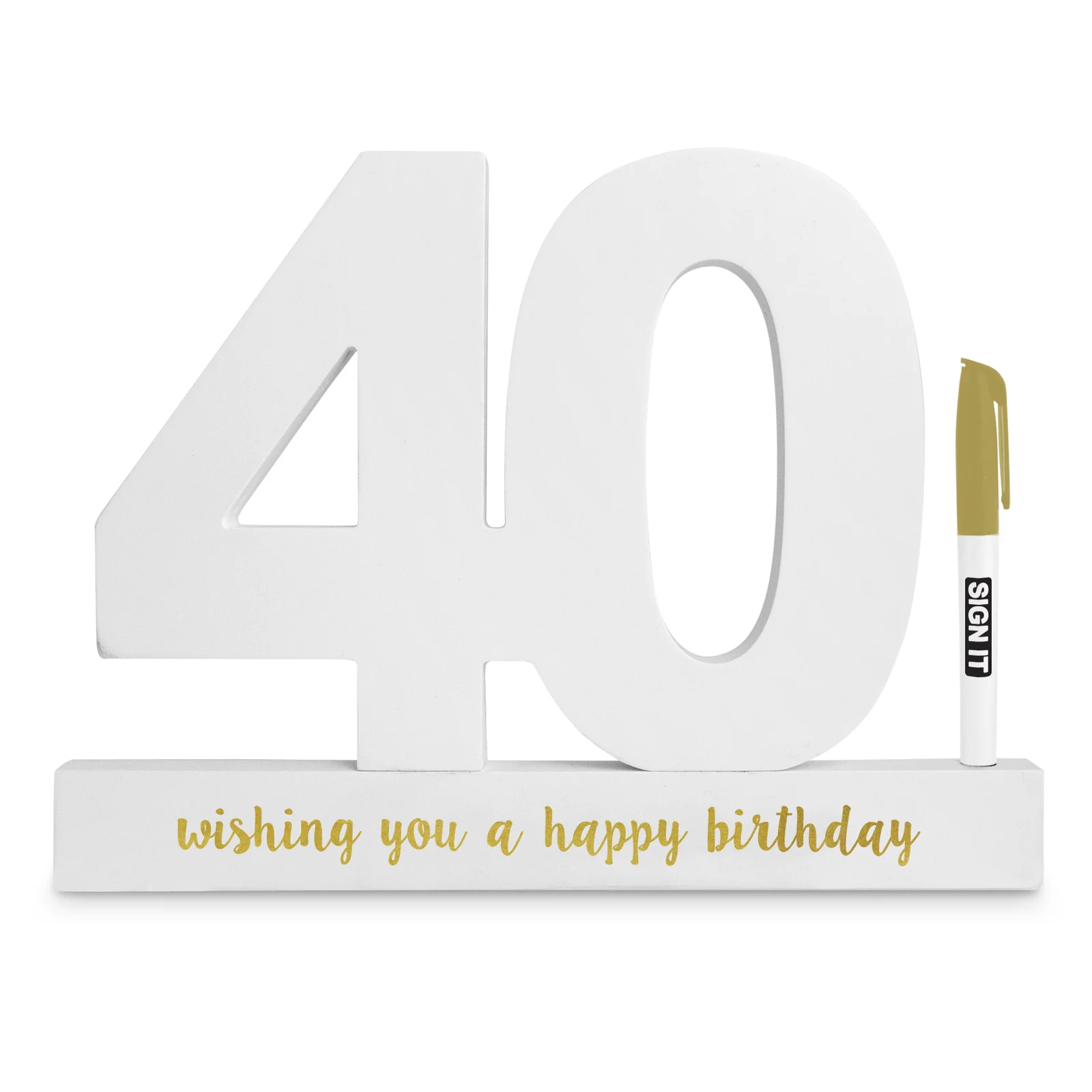 White/Gold 40th Birthday Signature Block