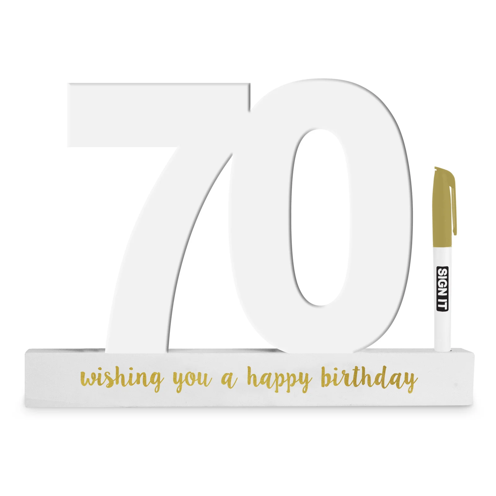 White/Gold 70th Birthday Signature Block