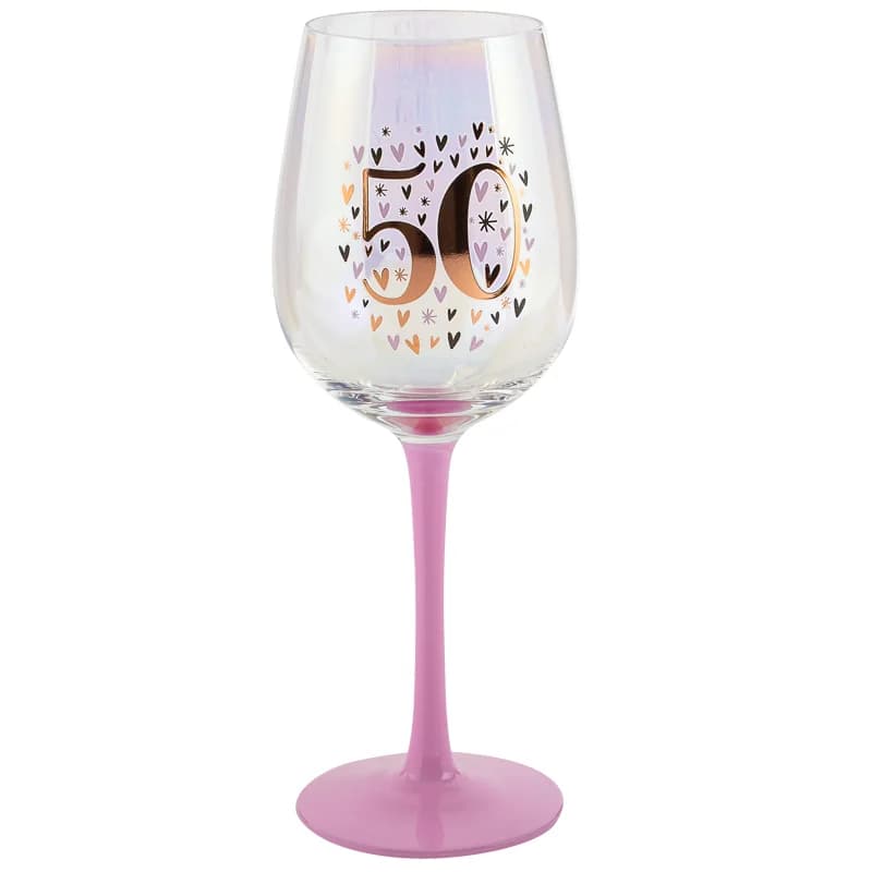 50th Rainbow Pastel Wine Glass