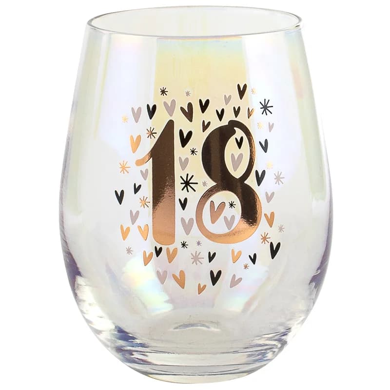 18th Rainbow Pastel Stemless Wine Glass