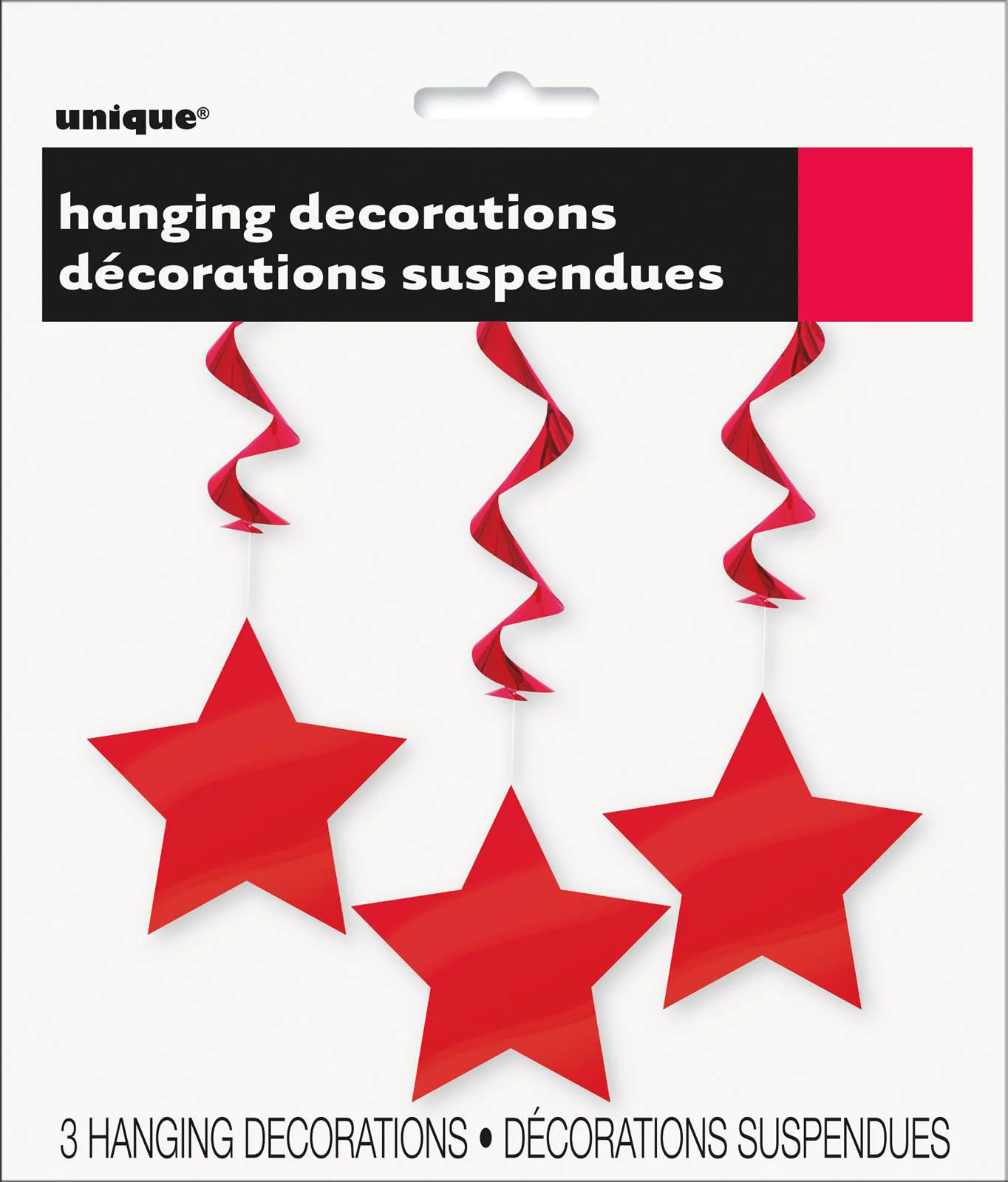 Red Star Hanging Swirls - Pk 3