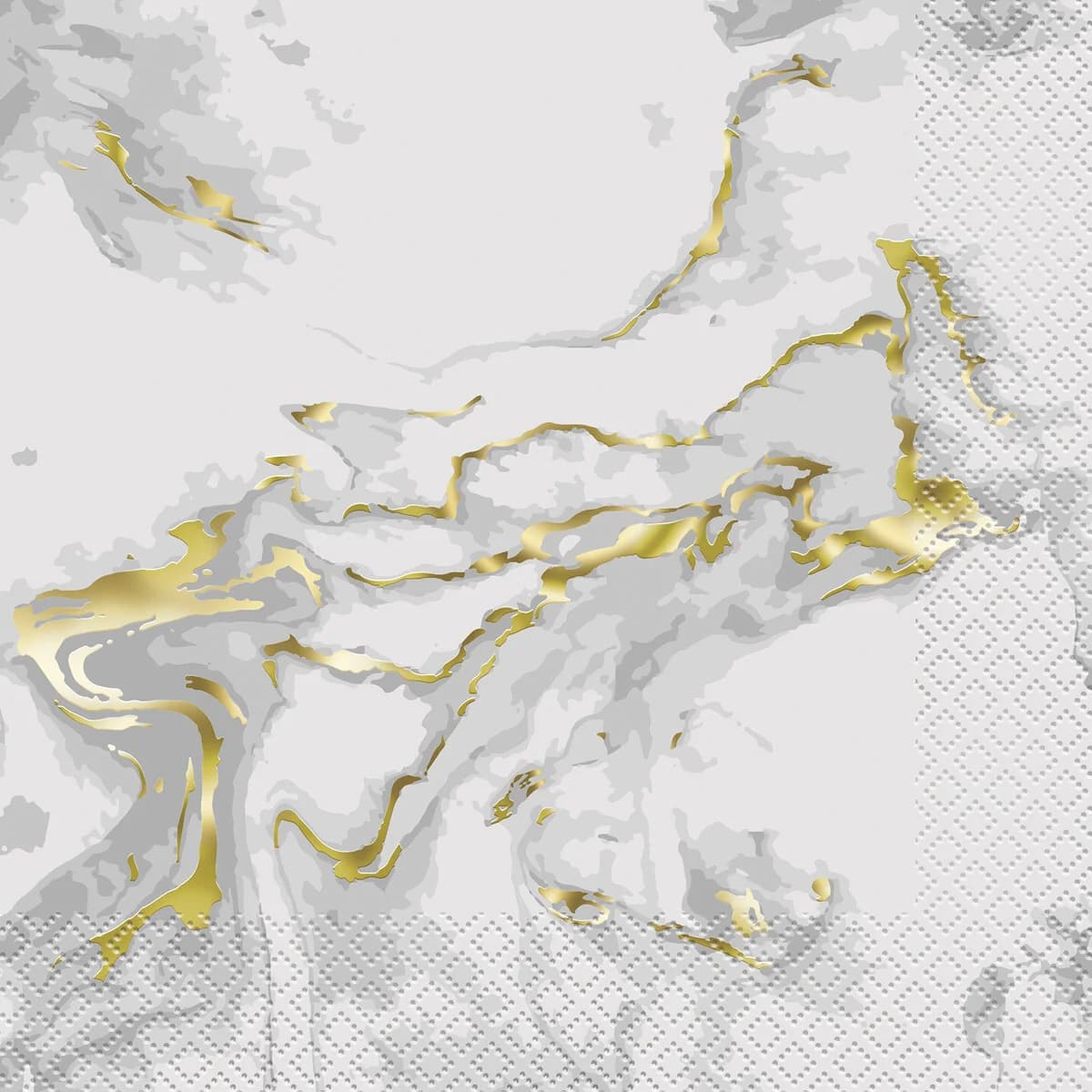 Gold/White Marble Paper Napkins - Pk 20