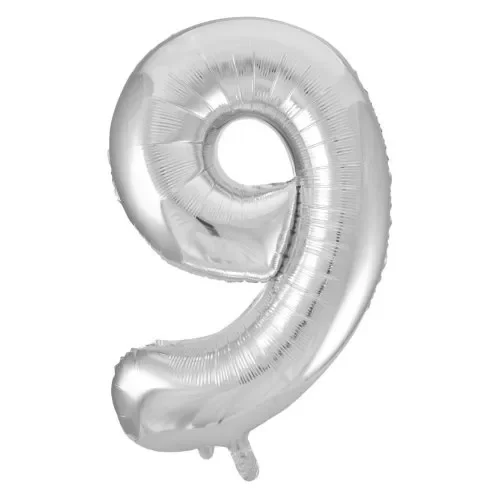 Silver Number 9 Foil Balloon (86cm)