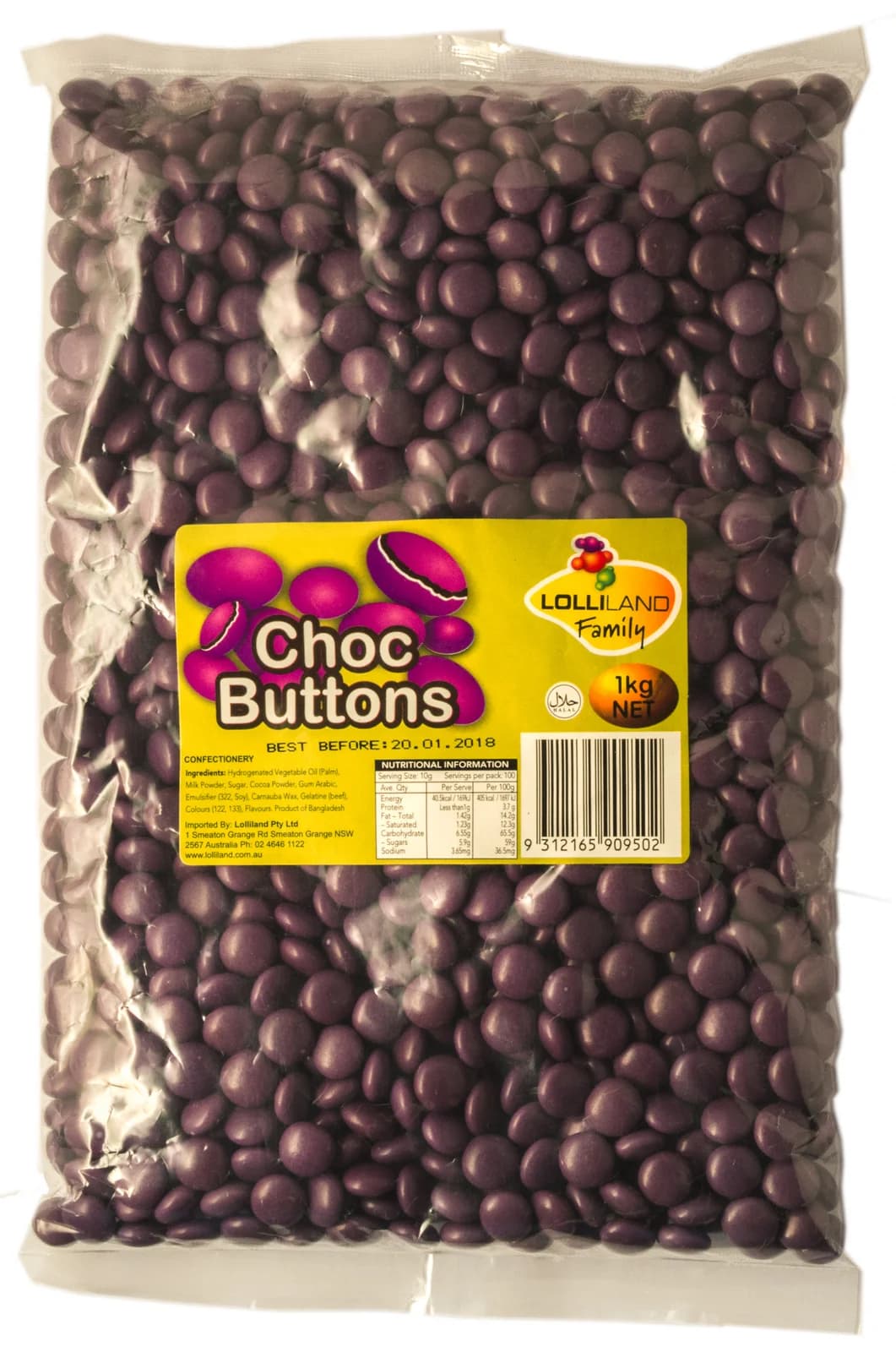 Choc Buttons Purple 1kg