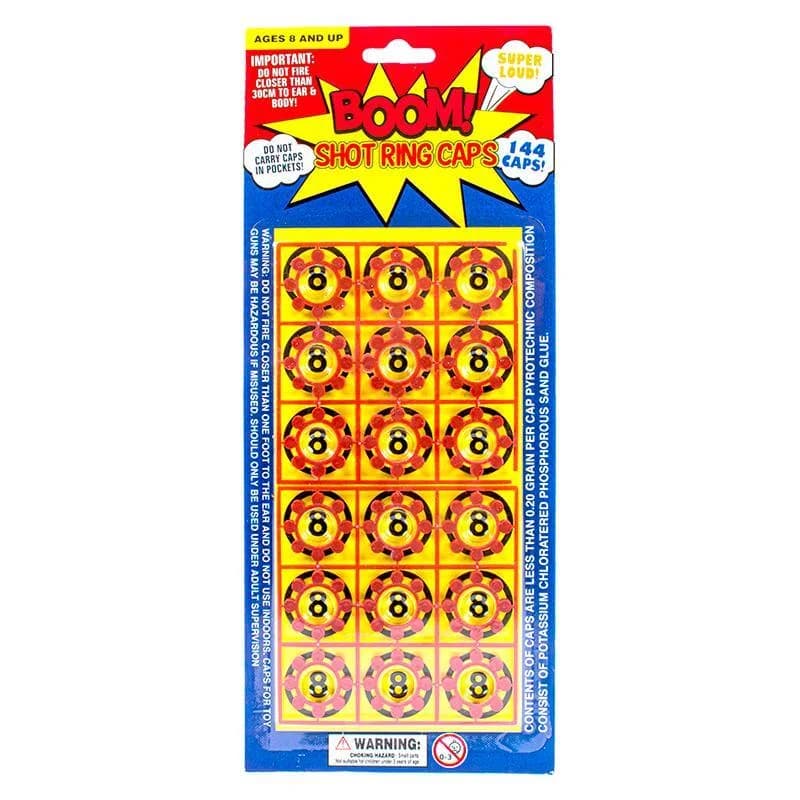 Cap Gun 8 Shot Ring Caps - Pk 18