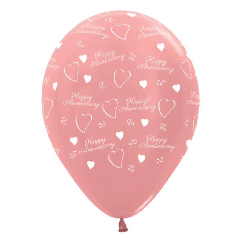 Sempertex 30cm Anniversary Metallic Rose Gold Latex Balloons, 6PK