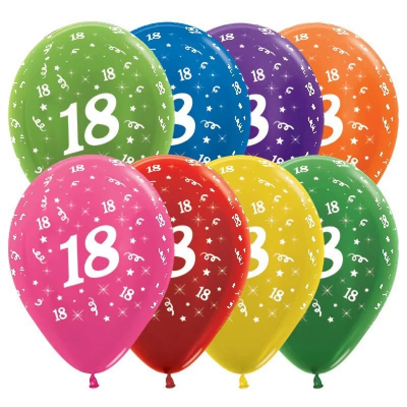 18th Birthday Assorted Metallic Sempertex Balloons (30cm) - Pk 25