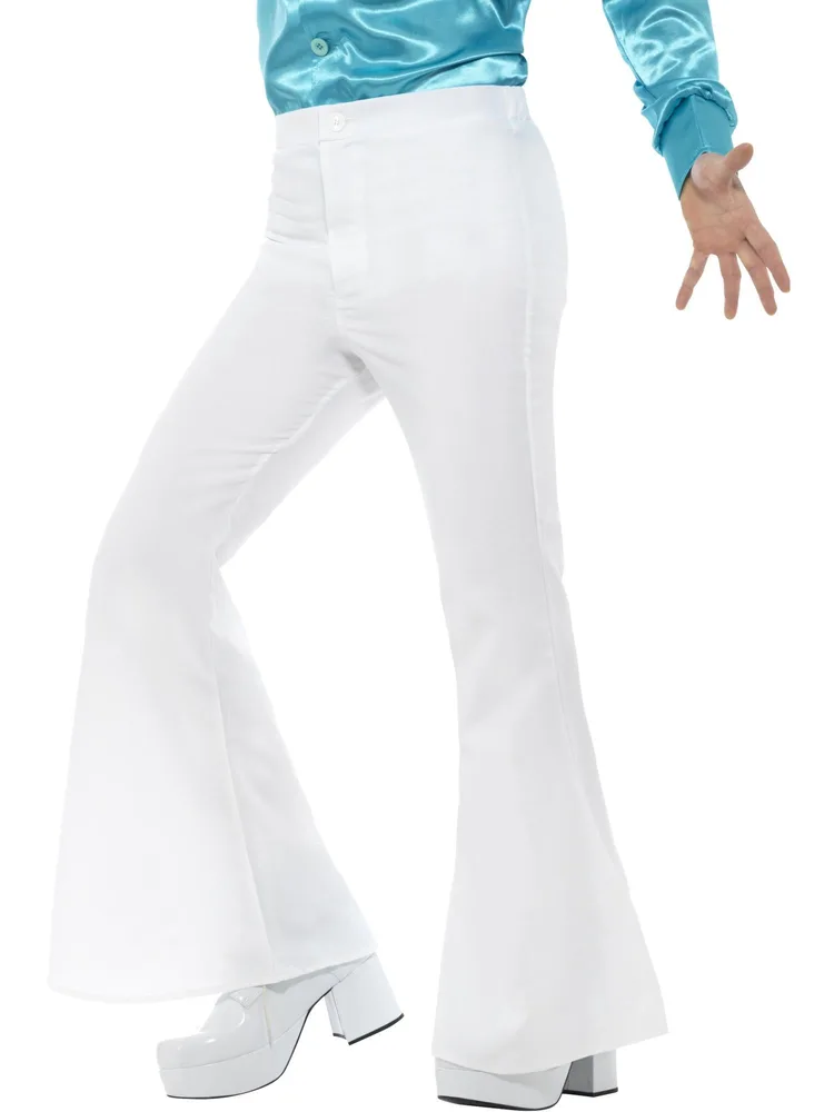 Men's White Bell-Bottom Pants