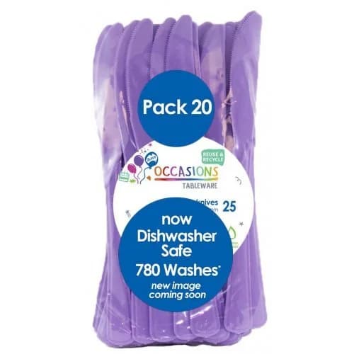 Reusable Lavender Plastic Knives - Pk 20