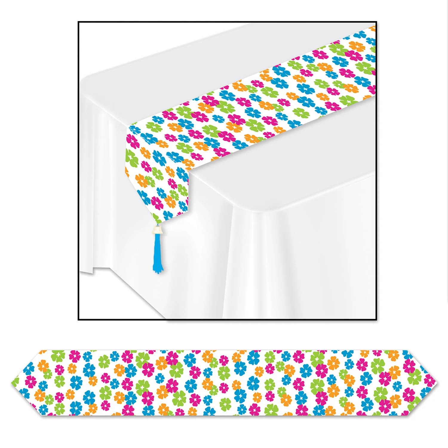 Hibiscus Printed Plastic Table Runner (1.83m)*