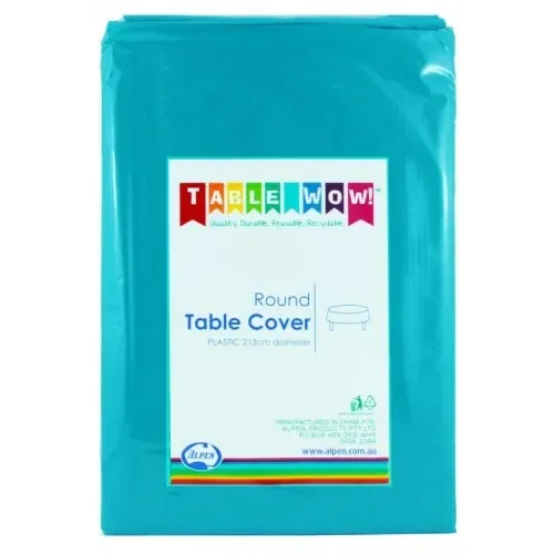 Azure Blue Round Plastic Tablecover