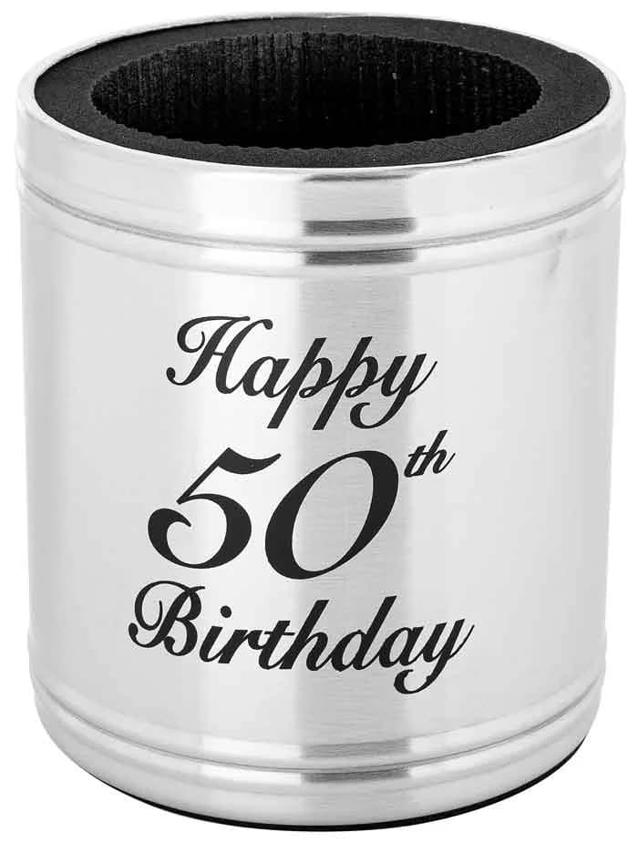 Happy 50th Birthday Stainless Steel Stubby Holder