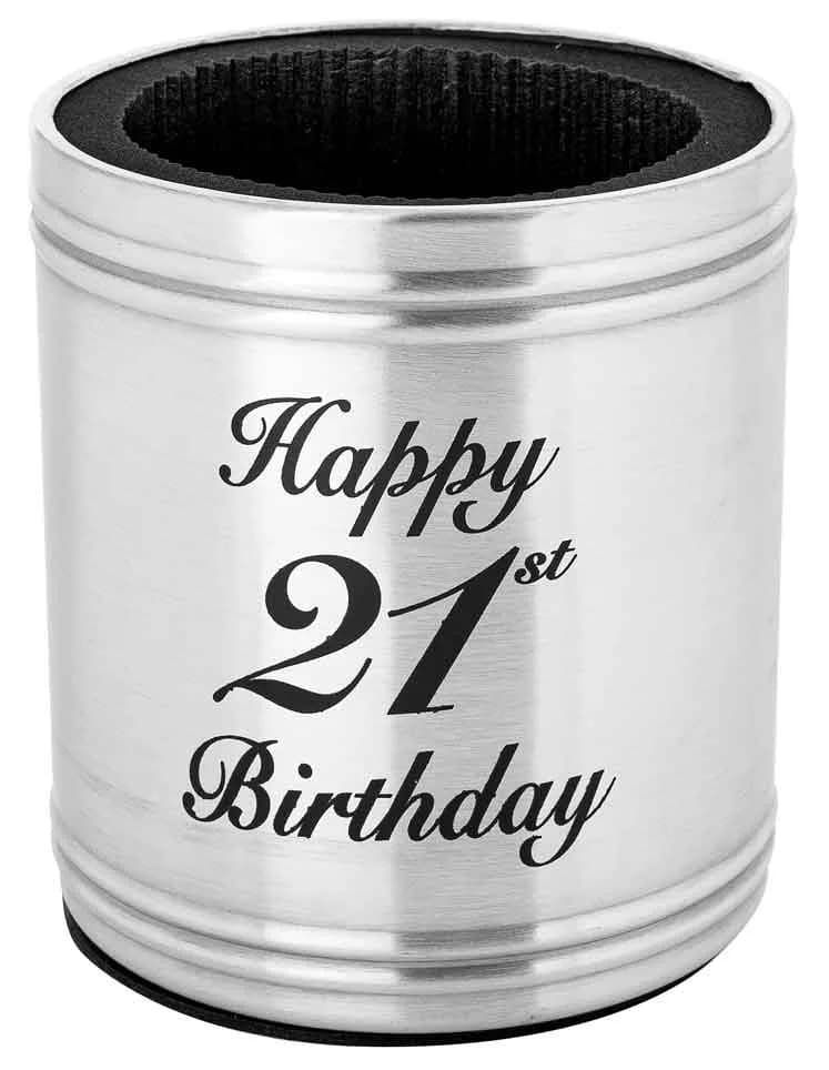 Happy 21st Birthday Stainless Steel Stubby Holder
