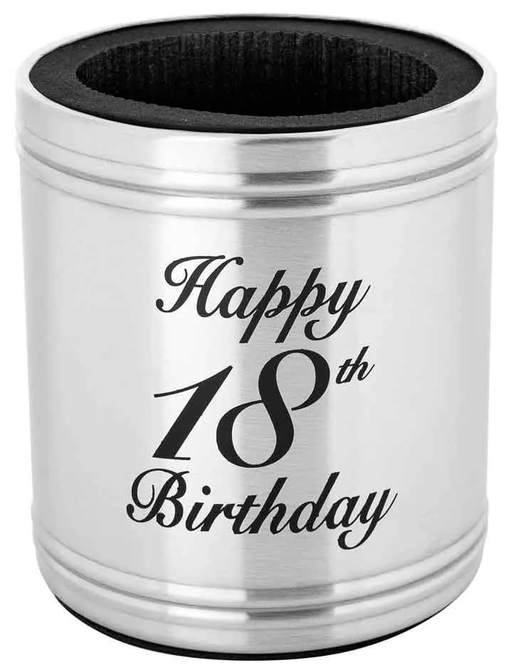 Happy 18th Birthday Stainless Steel Stubby Holder