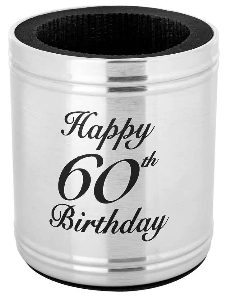 Happy 60th Birthday Stainless Steel Stubby Holder