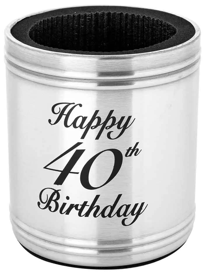 Happy 40th Birthday Stainless Steel Stubby Holder