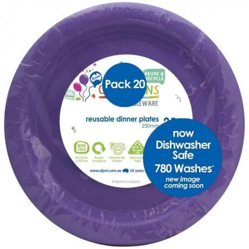 Reusable Lavender Plastic Dinner Plates – Pk 20