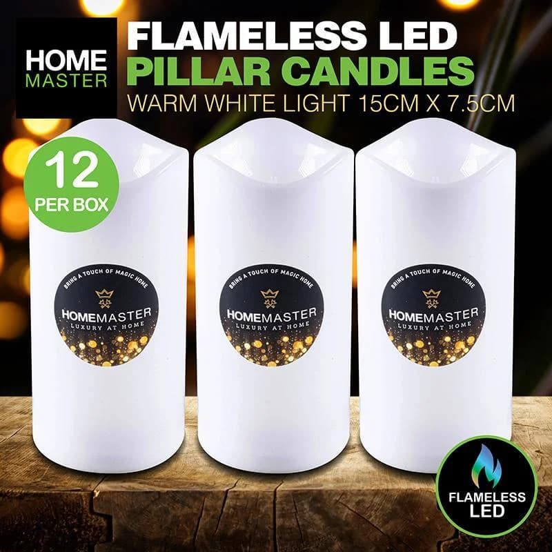 LED White Pillar Flameless Candle (15x7.5cm) - 1Piece