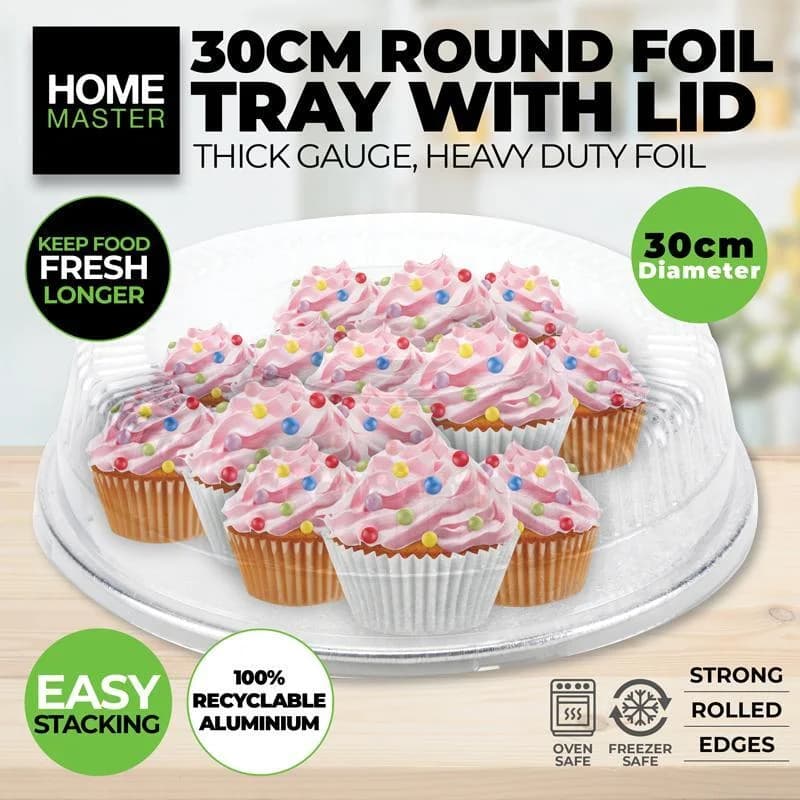 Round Foil Tray With Plastic Dome Lid (30cm)