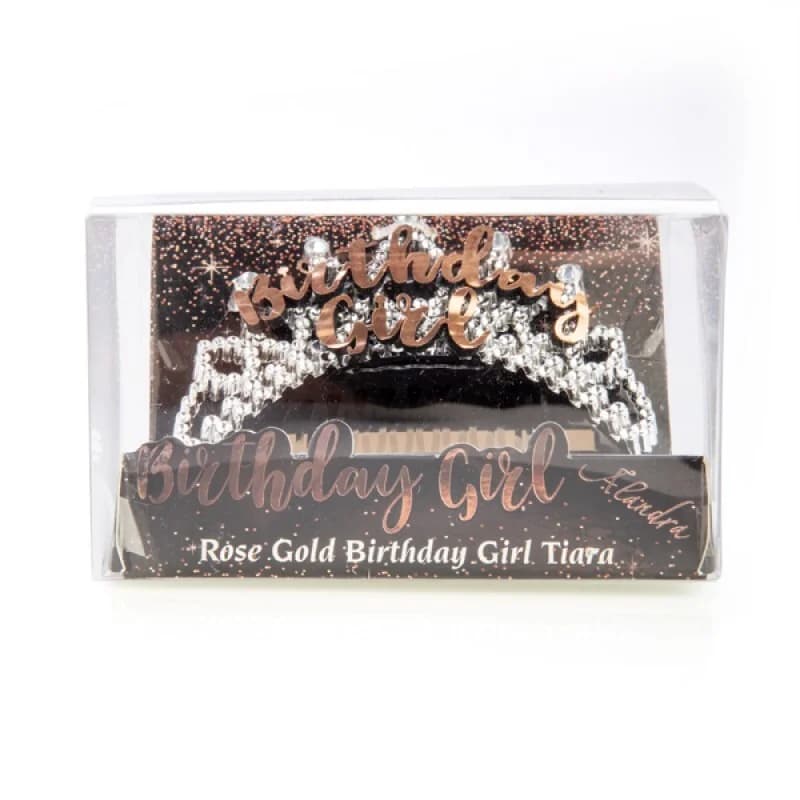 Rose Gold Birthday Girl Tiara Comb