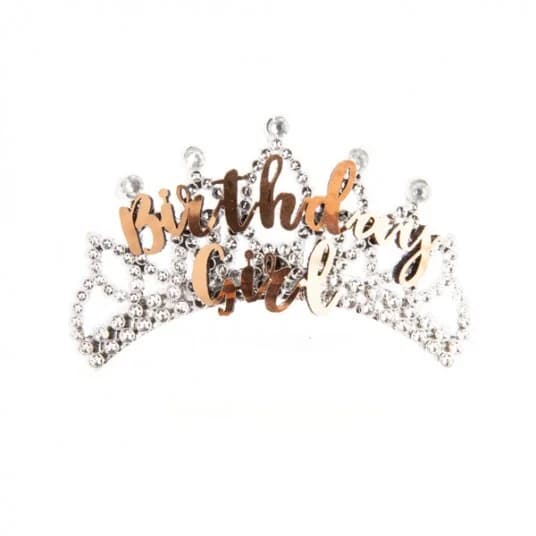 Rose Gold Birthday Girl Tiara Comb