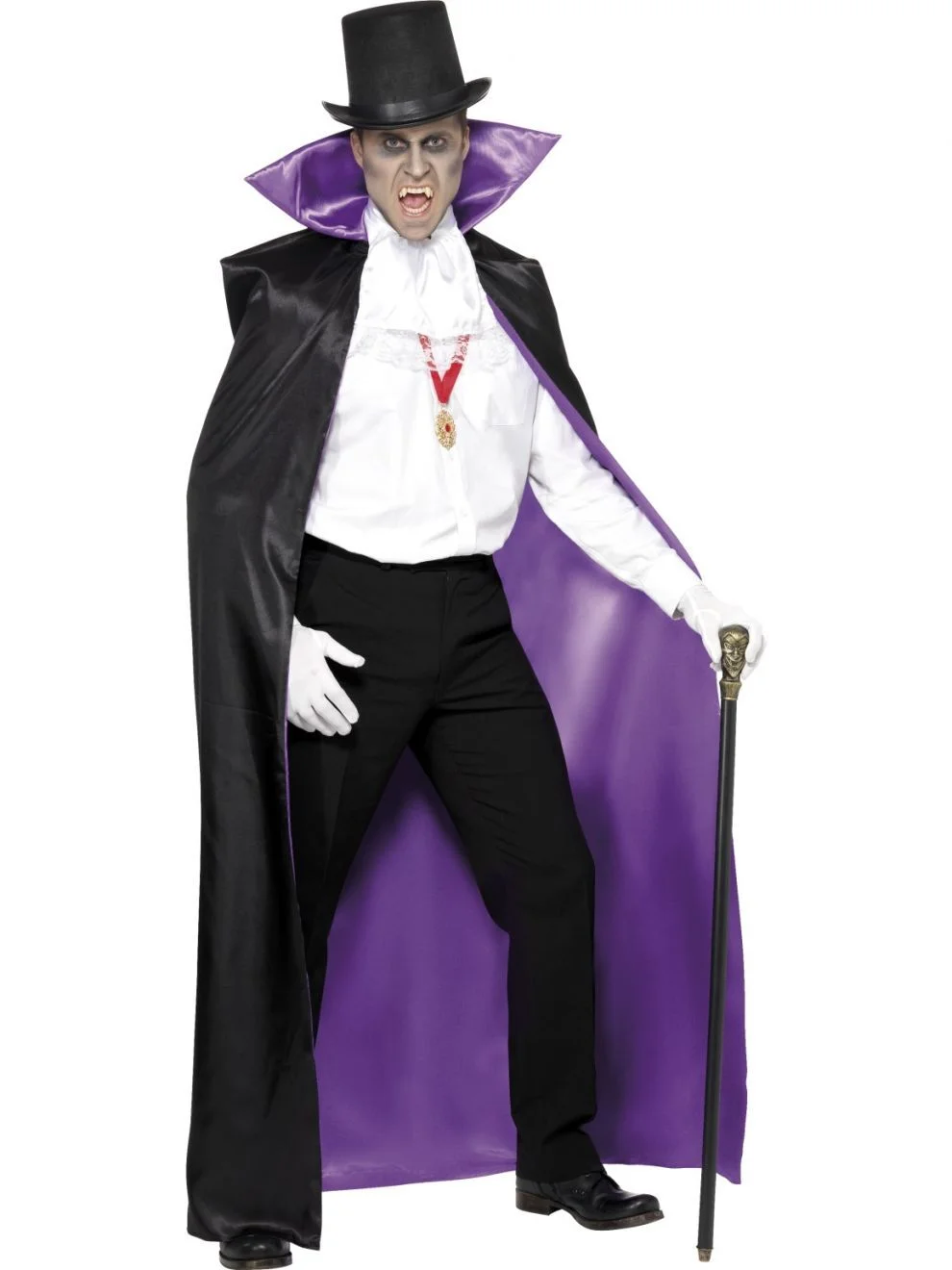 Adults Black/Purple Reversible Count's Cape