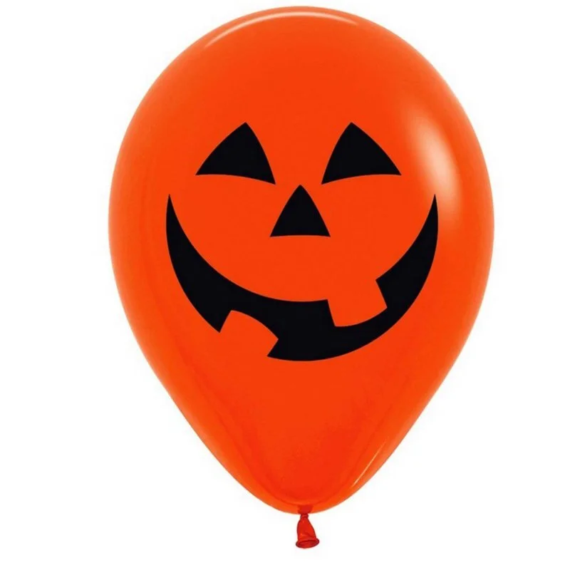 30cm Jack-O-Lantern Face Latex Balloons - Pk 12