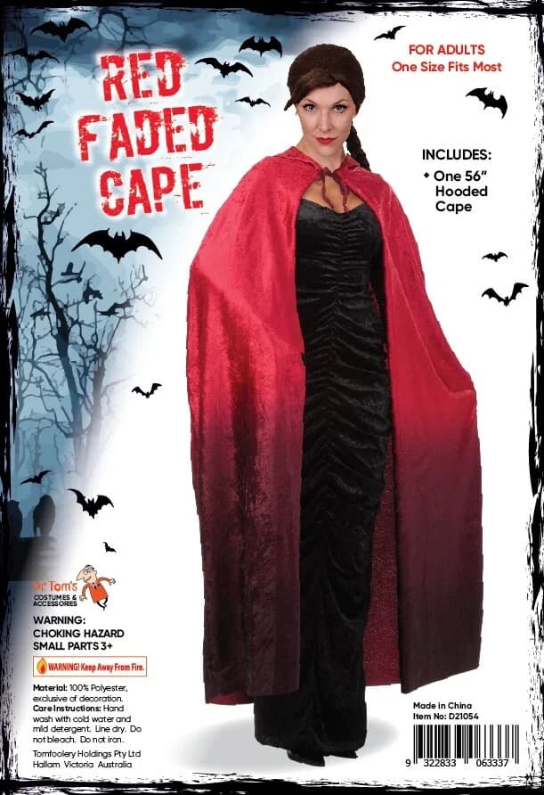 Adults Hooded Red Faded Cape (140cm)
