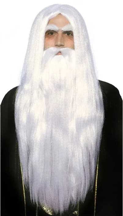 Long White Wizard Wig & Beard