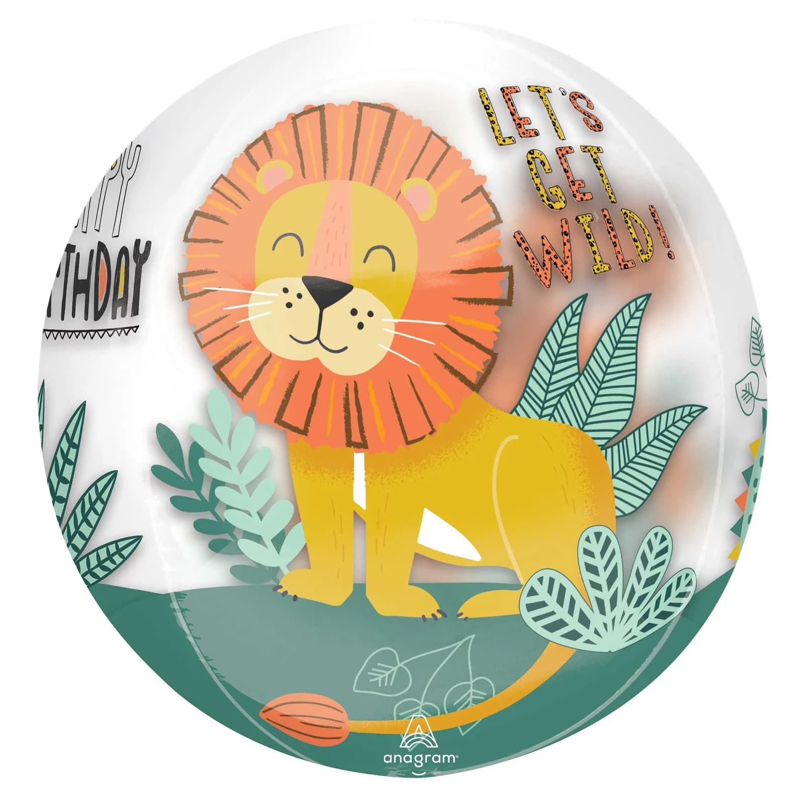 Orbz Foil Birthday Lion Get Wild! (40cm)