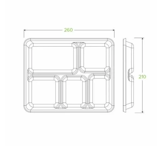 5-Compartment BioCane Food Tray - Pk 125