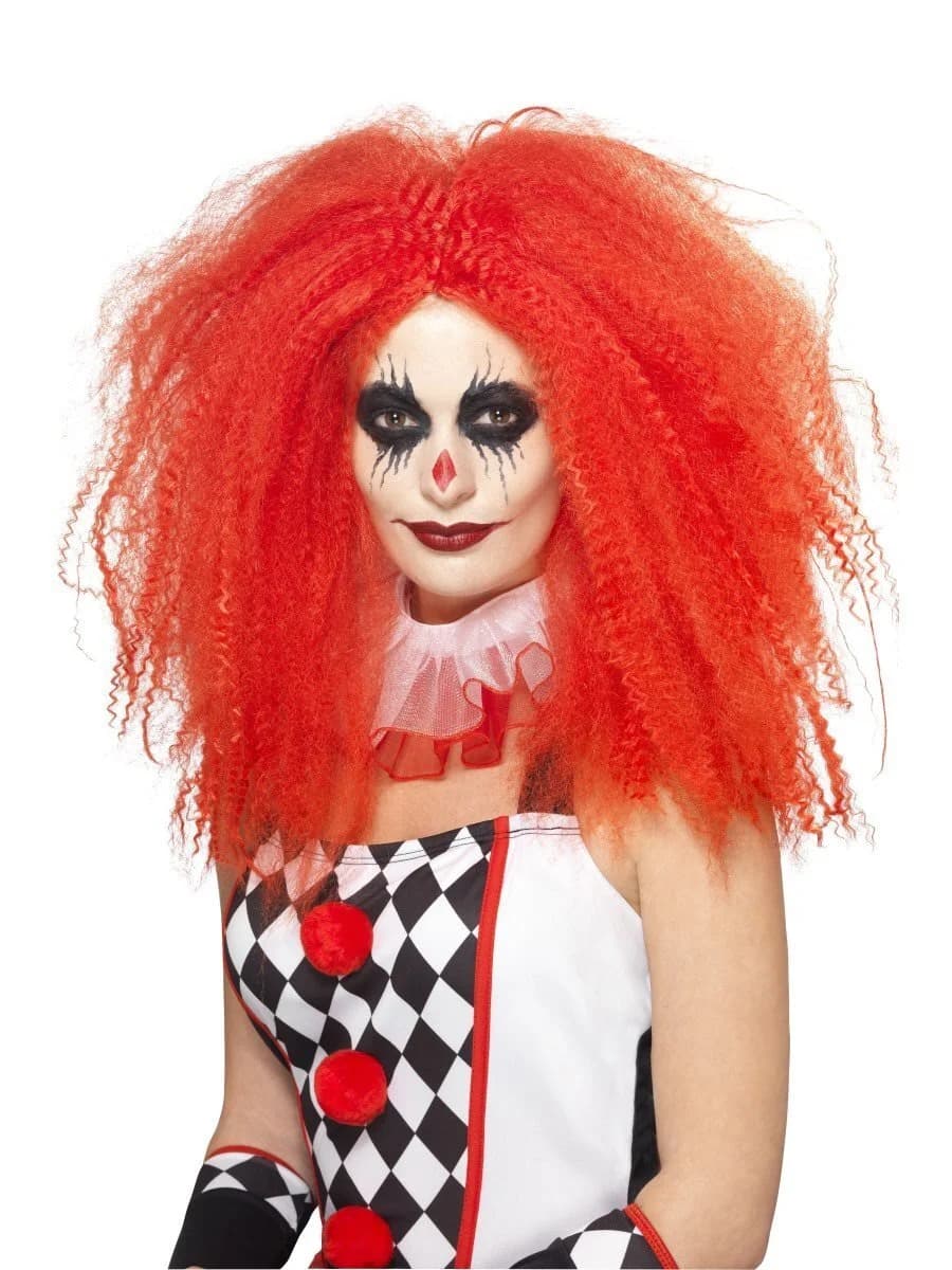 Red Crimped Clown Wig