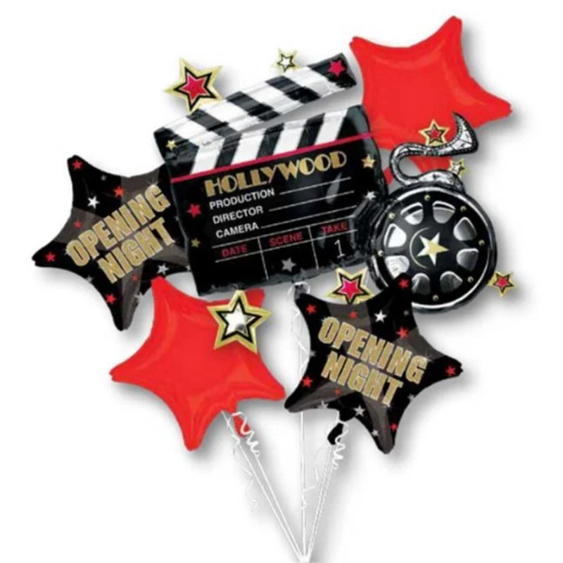 Hollywood Stars Foil Balloon Bouquet - Pk 5