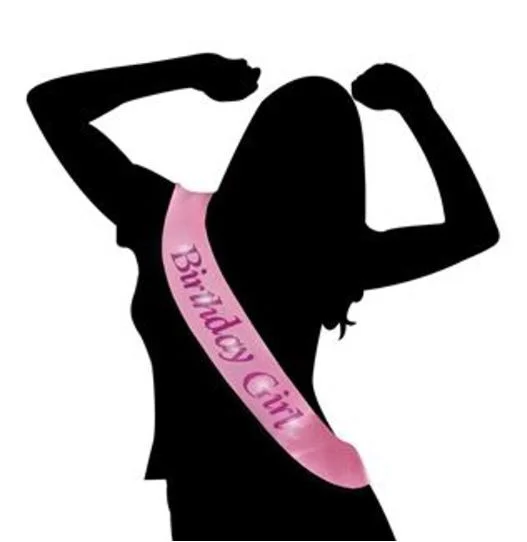 Hot Pink Birthday Girl LED Flashing Sash