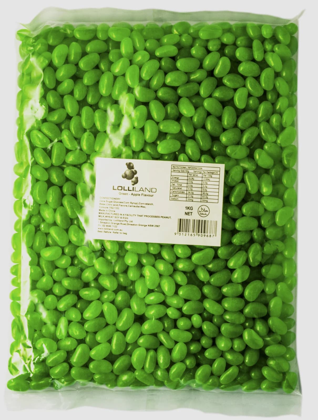 Bulk Green Jelly Beans (1kg)