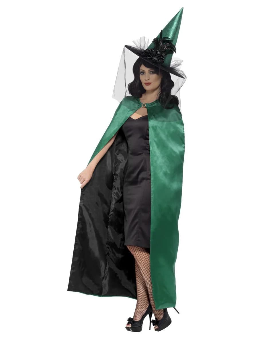 Adult's Reversible Black/Green Witch Cape