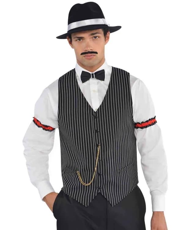 Adults Roaring 20's Pinstripe Gangster Vest