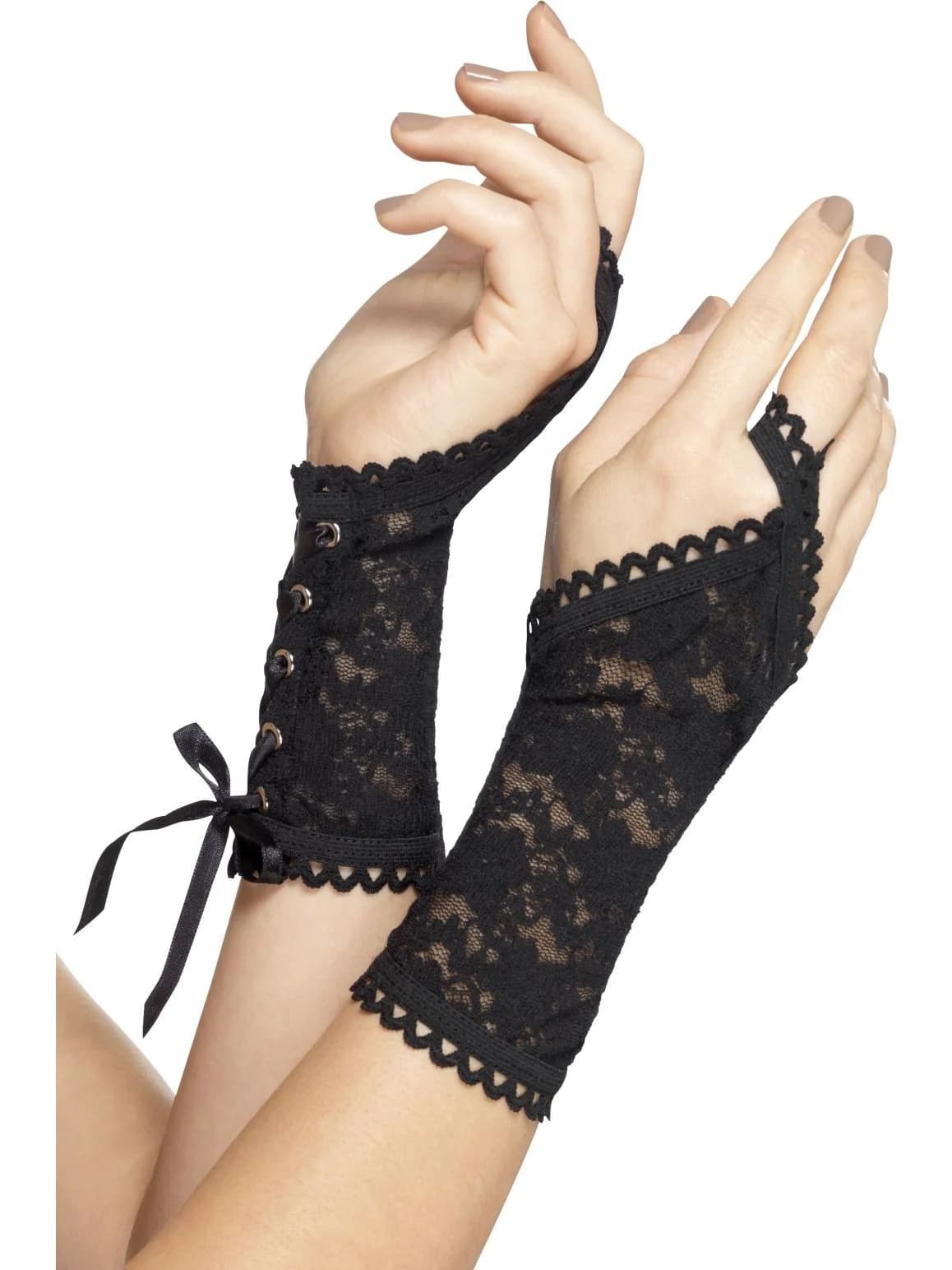 Adults Black Lace Glovettes