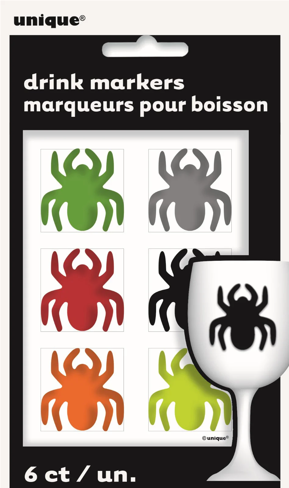 Assorted Spider Drink Markers - Pk 6