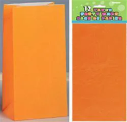 Pumpkin Orange Paper Treat Bags - Pk 12