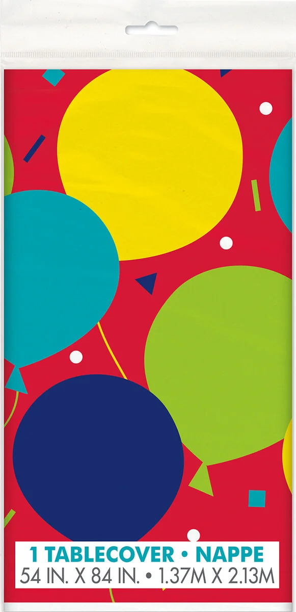 Birthday Balloon Plastic Rectangle Tablecover (137x213cm)