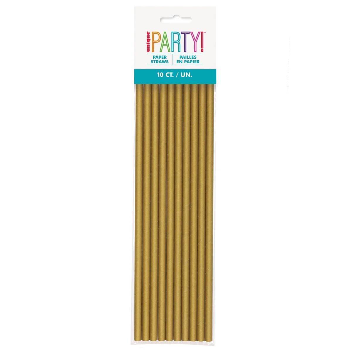 Glitz Gold Paper Drinking Straws - Pk 10